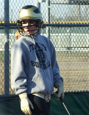 Image: Abby faces challenge — Lady Gladiator Abby Griffith looks to take her turn at bat.
