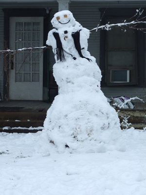 Image: Warm Snowman — His muffler keeps his neck warm and toasty.  If he gets hungry, the graham cracker eyes will come in handy.