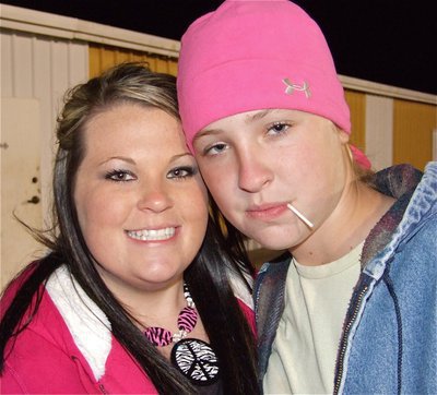 Image: Faces in the crowd — Lauren and Jaclynn ham it up after the game.