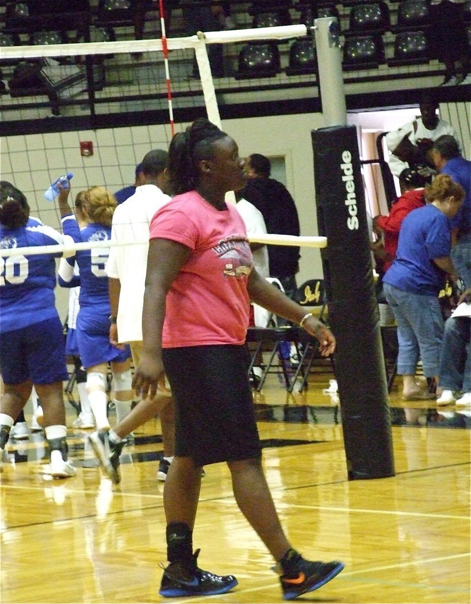 Image: M.V.W. — Jimesha Reed, a most valuable weapon for the Lady Gladiators, is sidelined with an ankle injury and was unable to compete against Milford.