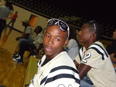 Image: Deandre and Heath — Deandre Sephus and Heath Clemons wear spirit shades to the pep rally.