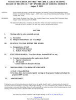 Image: School Board Meeting Agenda, August 3, 2009