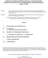 Image: August 10, 2009 – School Board Agenda