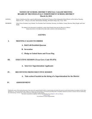 Image: March 24 Agenda