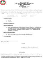 Image: Italy City Council Meeting of Agenda – August 17, 2009