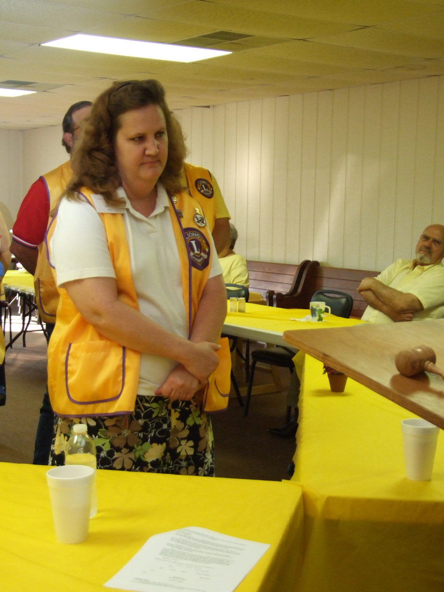 Image: Meg Lyons — Meg is being inducted as the Treasurer of the Italy Lions Club.