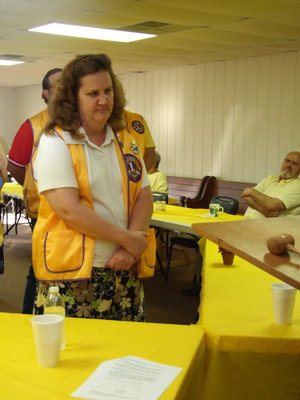 Image: Meg Lyons — Meg is being inducted as the Treasurer of the Italy Lions Club.