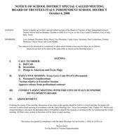 Image: Italy ISD agenda 10/6/2008 — Italy ISD will conduct a joint meeting with Italy’s Economic Development Corporation (EDC) on October 6, 2008.