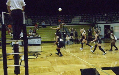 Image: Rossa jumps for it — Sophomore Kaitly Rossa gives it back to ROL.