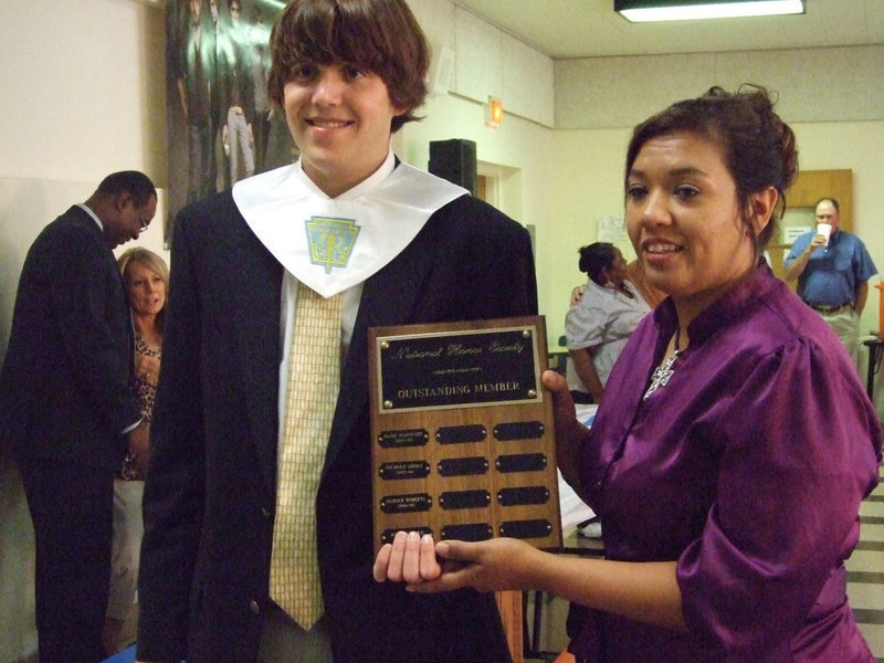 Image: Outstanding Member, Tyler Boyd — Mrs. Richards awarded NHS Outstanding Member to Tyler Boyd. “He is a leader and showed leadership, service, character and scholarship, all of the characteristics that make up an NHS member.”