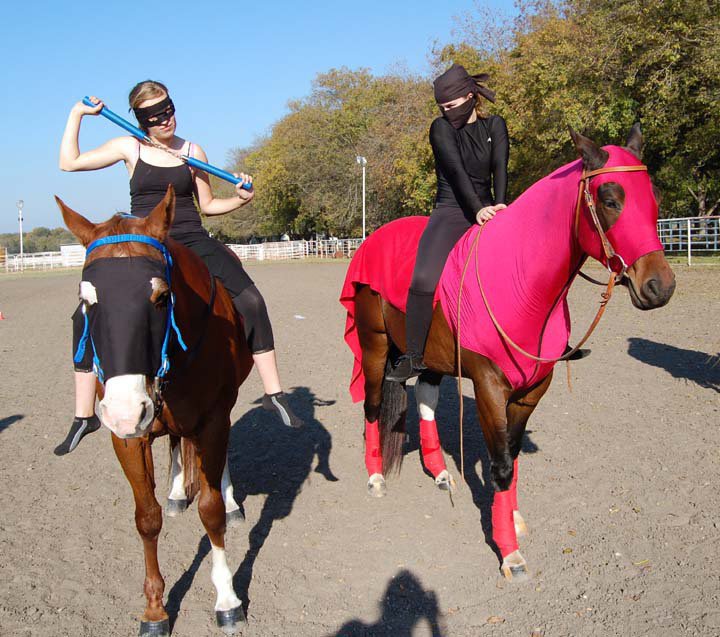 Image: Ninjas — Courtney Griffith of Midlothian and Elizabeth Terry of Waxahachie won a prize for their Ninja costume.