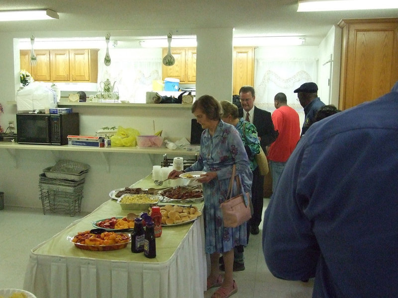 Image: Breakfast is served — We all enjoyed a big breakfast after the service. All cooked by the men of Mt. Gilead.