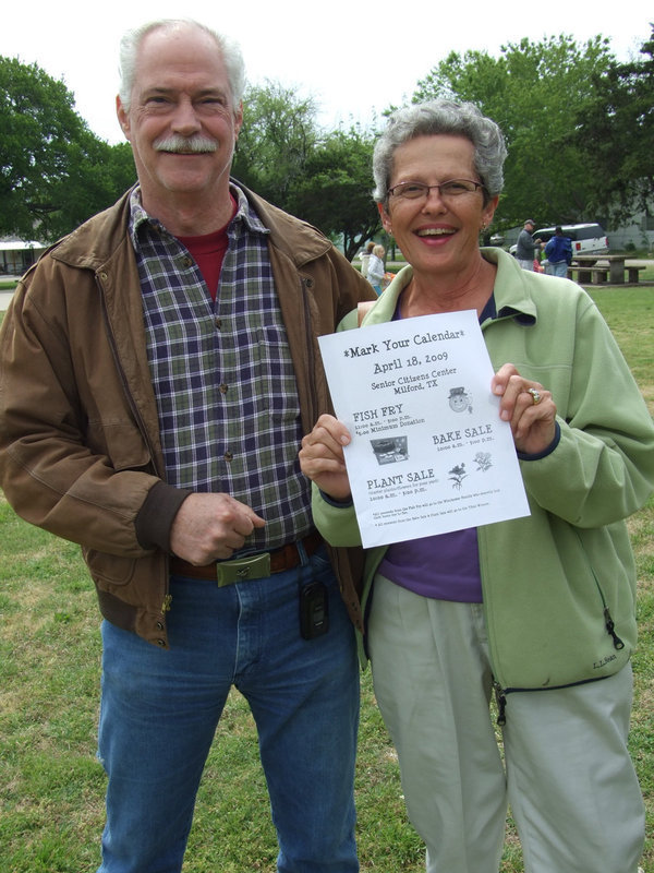 Image: Come Eat Fish — Earl Fondren and Arvil Wimbish, both members of First Baptist Church of Milford, invite you to come “Eat Fish.”