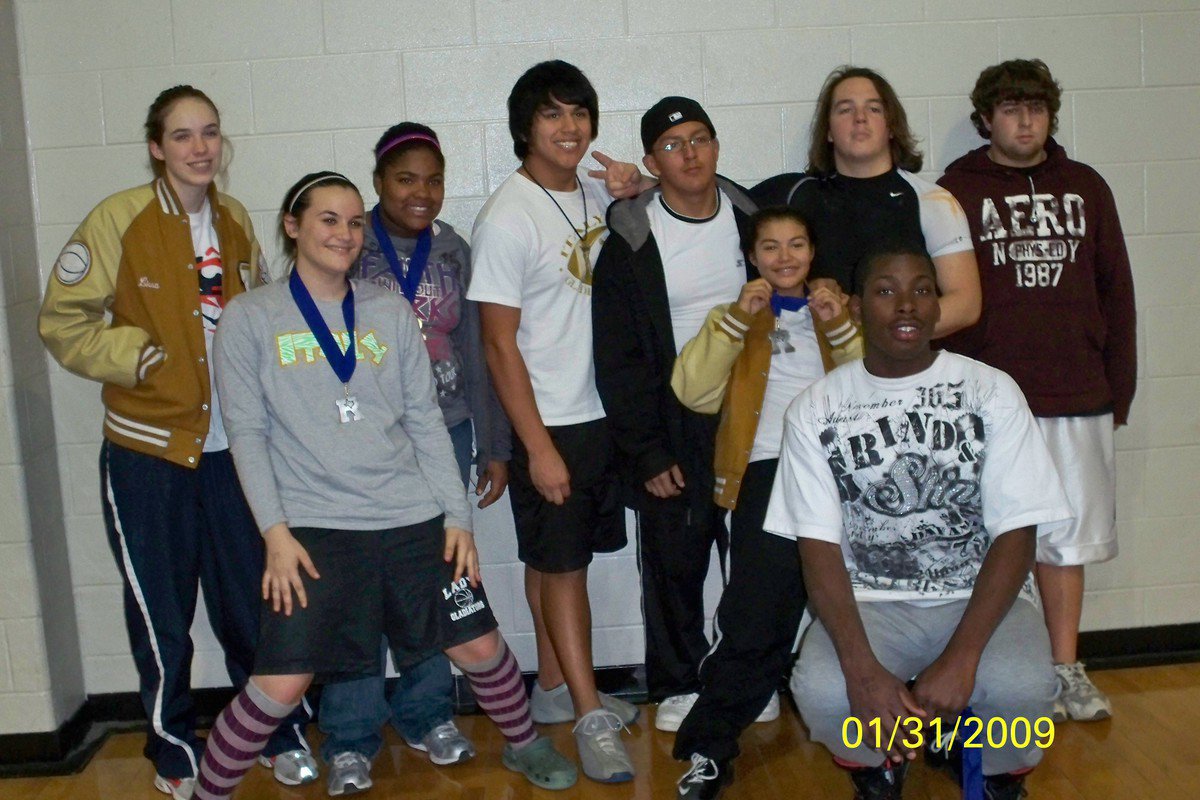 Image: Italy’s Powerlifting Posse — Back row: Melissa Smithey, Sa’Kendra Norwood, Omar Estrada,  Jacob Lopez, Zach Hernandez, and Ivan Roldan.
    Front row: Kaytlyn Bales, Marisela Perez and Curtis Cole.
