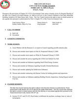 Image: Agenda, page 1 — Italy City Council, February 16, 2009, Work Session