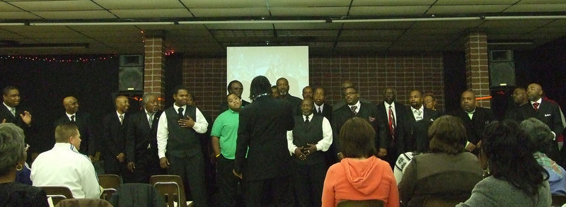 Image: Our local men singing — The joined men’s chorus from Mt. Gilead and Union Baptist Churches bless the audience.