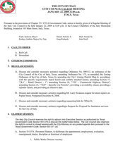 Image: City Council Agenda — Agenda for the Italy City Council meeting for Thursday, January 22, 2009 at 6:30 p.m.