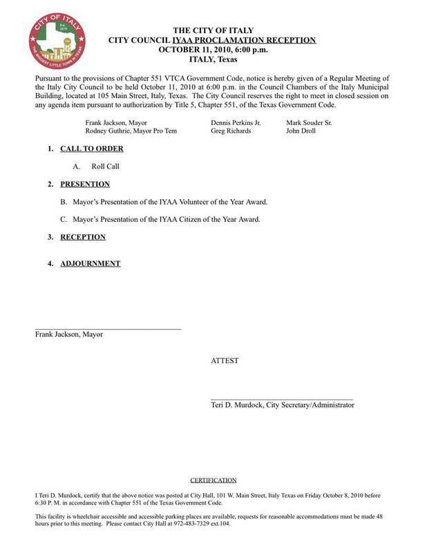 Image: Agenda: Proclamation Reception