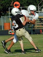Image: Chace makes tackle — Italy’s Chace McGinnis(84) was an animal against the Jaguars according to coach Josh Ward.