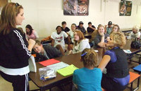 Image: Gold Guild — Clover Stiles and Elizabeth Evans have begun the new organization called The Gold Guild. 7th-12th grade students will be able to participate decorating the school and the city with Gladiator glitz.