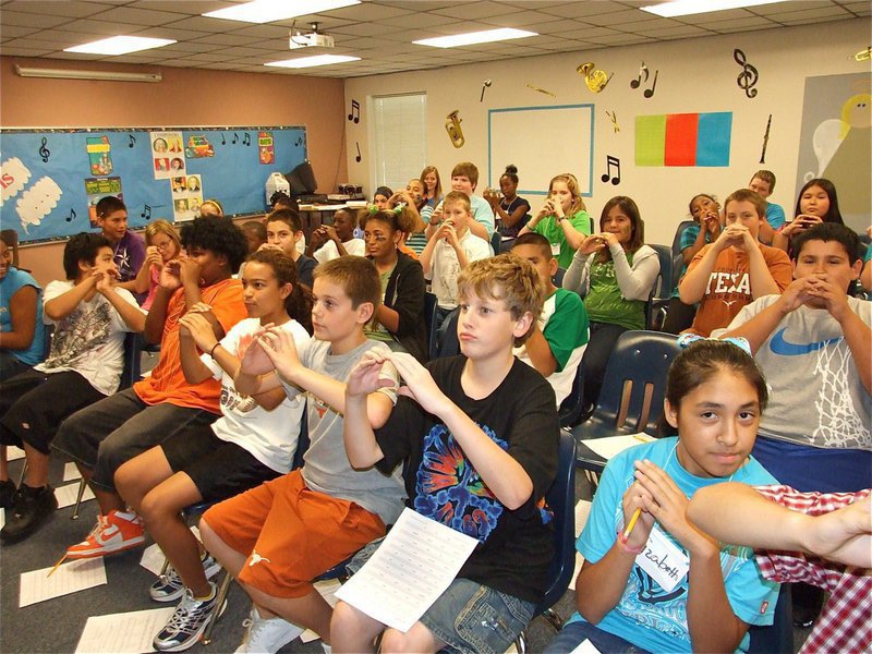 Image: The band? — Can you spot what’s missing in this picture? If you guessed a clarinet, a trumpet, a trombone, a baritone, a flute, a snare drum, a base drum, a tuba, a saxophone or an oboe, you were correct!