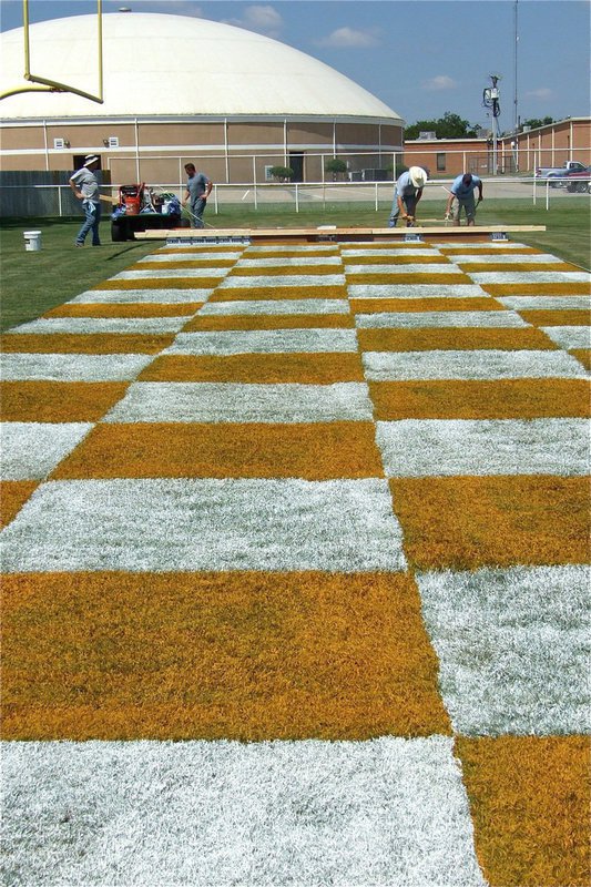 Image: Almost complete — The endzone is almost entirely painted.