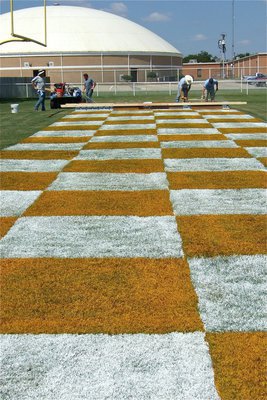 Image: Almost complete — The endzone is almost entirely painted.