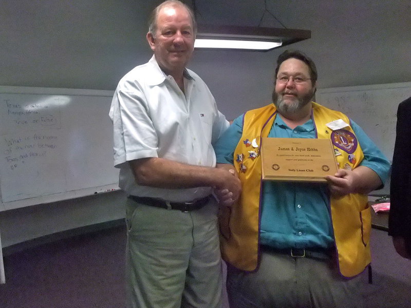 Image: Jimmy and Arvil — Along with the award of appreciation the Lions Club gave the Hobbs’ a night out for dinner on them.