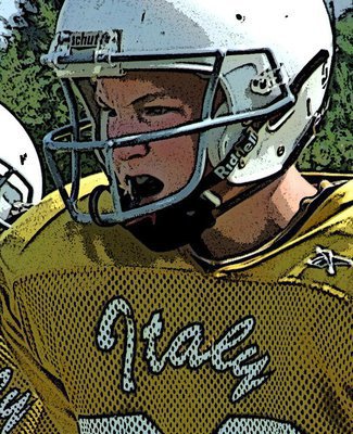 Image: Fierce face — Cody Boyd embodies the spirit of Italy’s Junior High Football team.