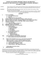 Image: Italy ISD Agenda — Italy ISD Agenda for a regular school board meeting on Monday, November 17, 2008 at 7 p.m.