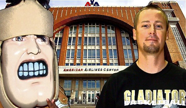 Image: Gladiators Boys basketball inside the ACC in Dallas, December 30 — Gladiator mascot Sa’Kendra Norwood and Gladiators’ head coach Aidan Callahan promote the game between the Italy Gladiators boys basketball team and the Mineral Wells Rams boys inside the American Airlines Center in Dallas on Thursday, December 30, 2010. Ticket vouchers available at the Italy ISD administration office.