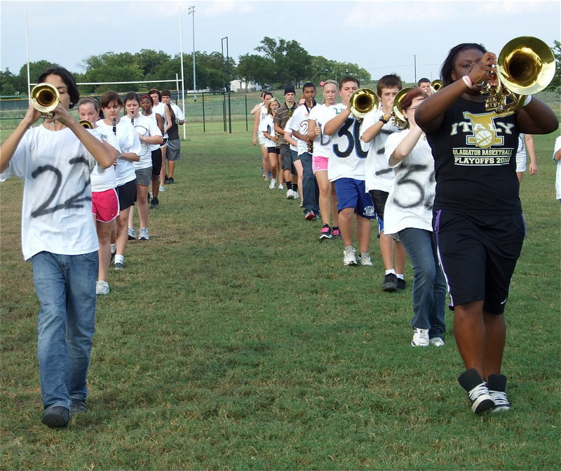 Image: Perfect for Perez — There is no doubt the GRBs band director Jesus Perez will be smiling when he sees these perfect rows.