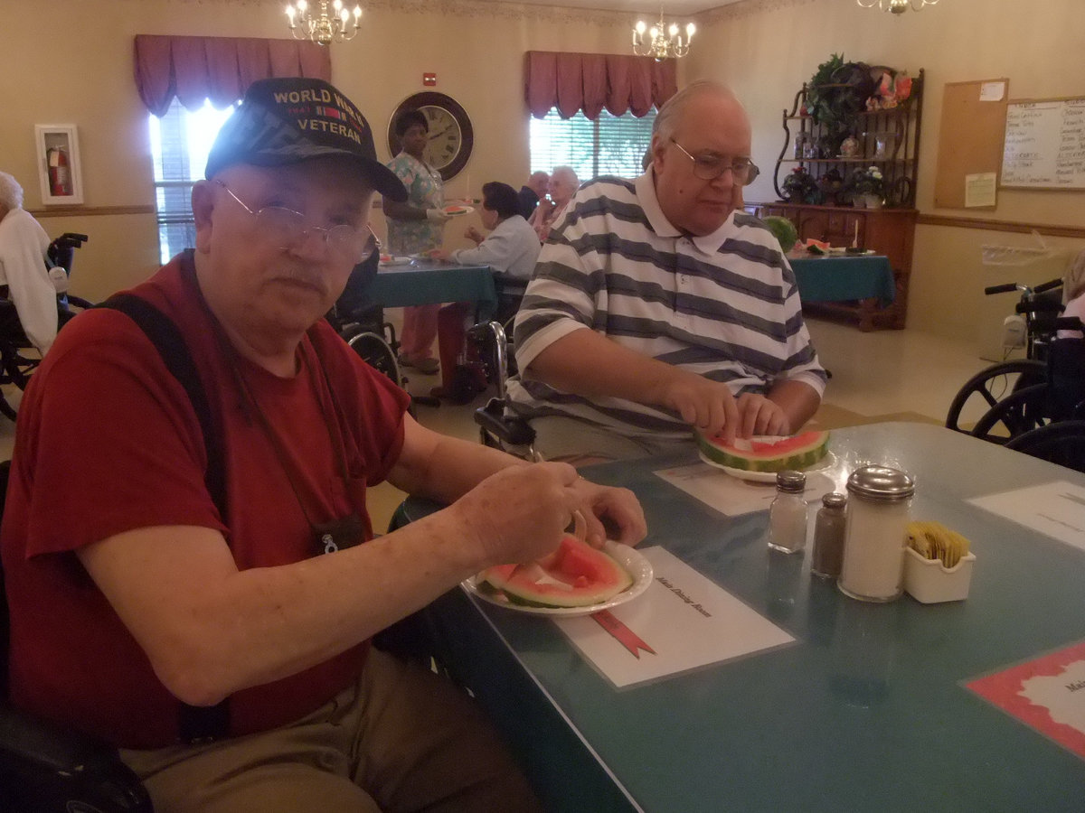 Image: George Lowe — George enjoying the watermelon said “It was both a joy and a headache raising my children.”