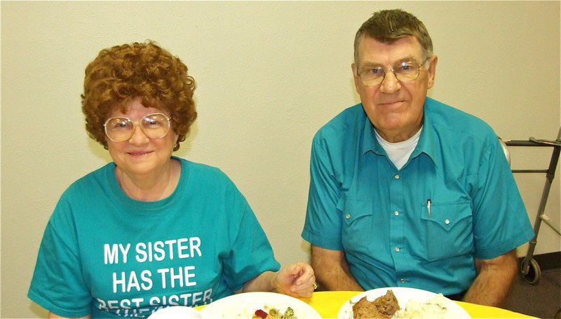 Image: The Onstads — Mayme & Alvin Onstad enjoy a good meal while listening to Commissioner Sims talk politics.