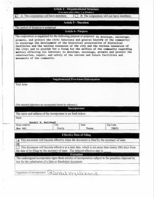 Image: Commission application page 2 — Second page of the historical commission application.