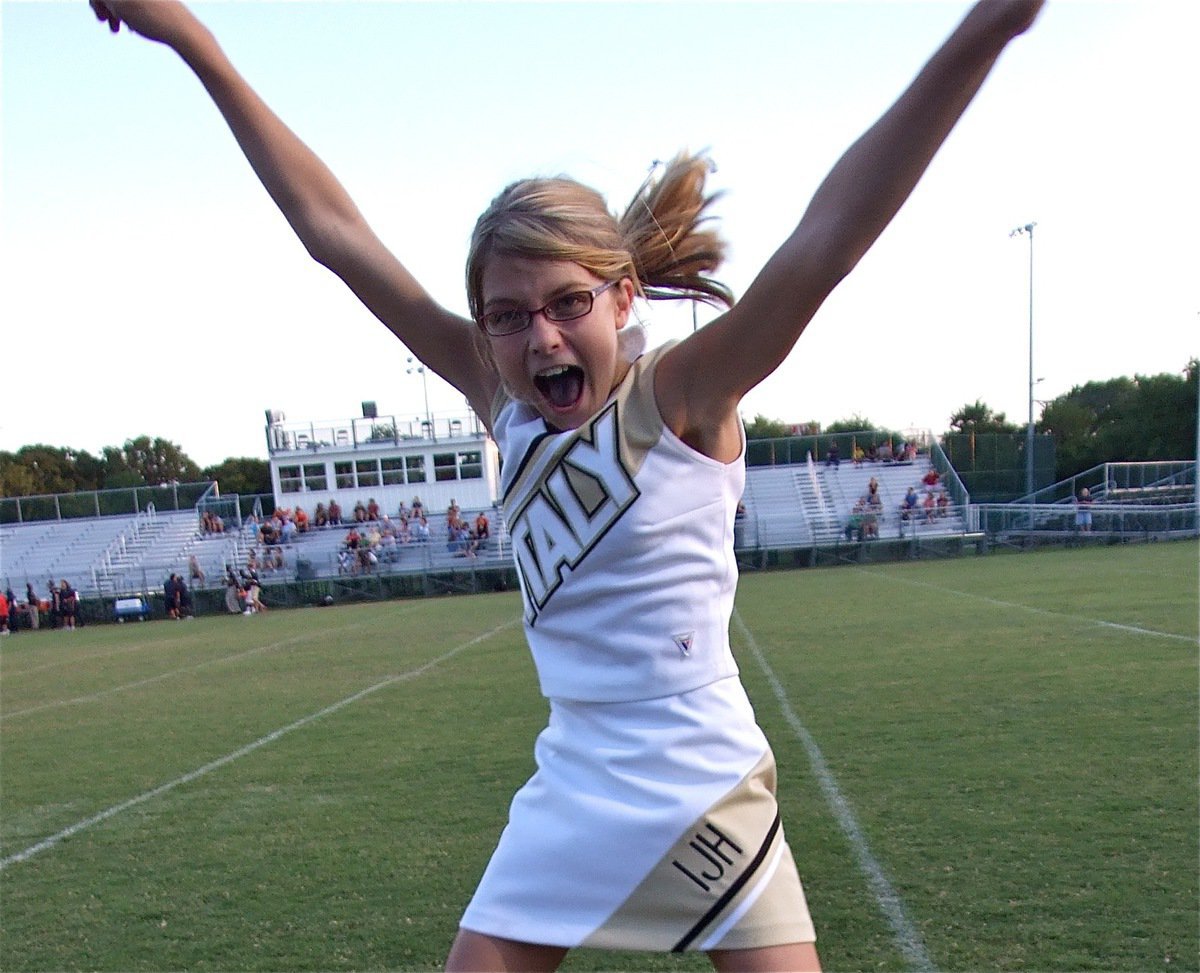 Image: Now that’s spirit — Halee Turner leaps for joy.