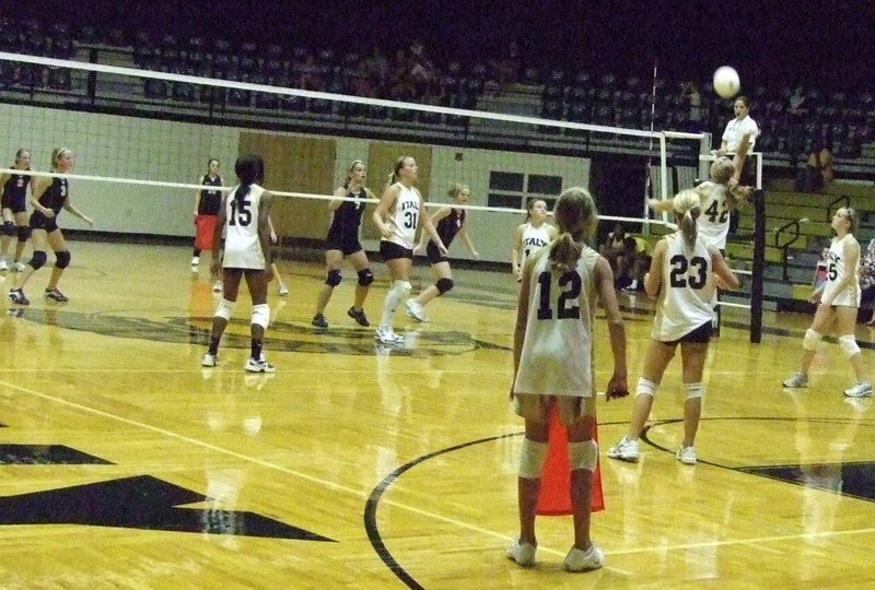 Image: Over the net — Jaclynn Lewis (42) is ready for anything.