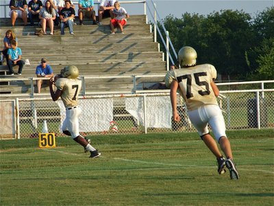 Image: Interception! — Paul Harris picks off a Maypearl pass at midfield and dashes to the Panther’s 20-yard line.