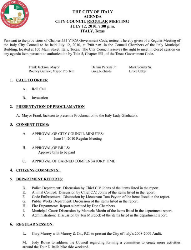 Image: Agenda – page 1