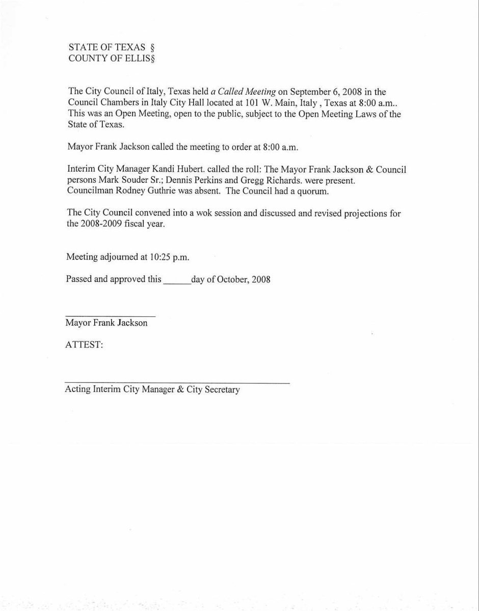 Image: Minutes from 9/06/2008 meeting