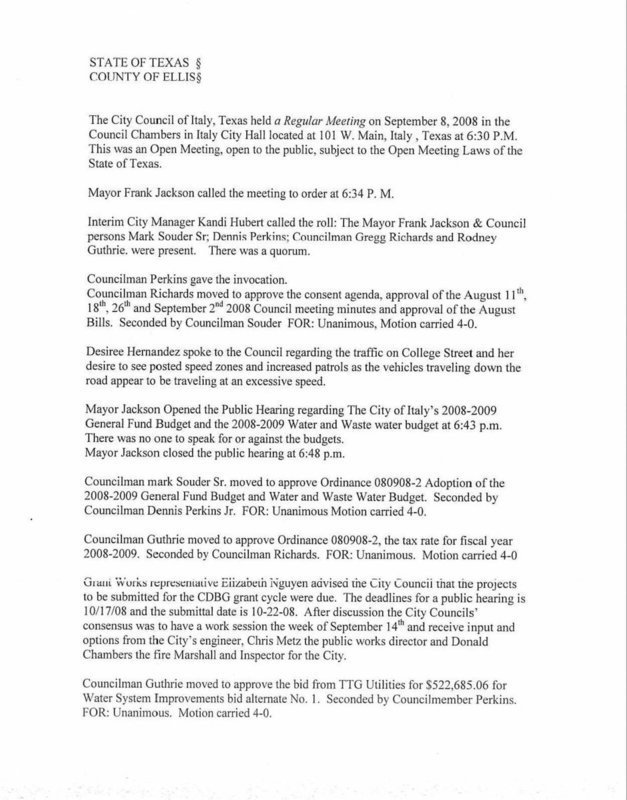 Image: Minutes from 9/08/2008 meeting