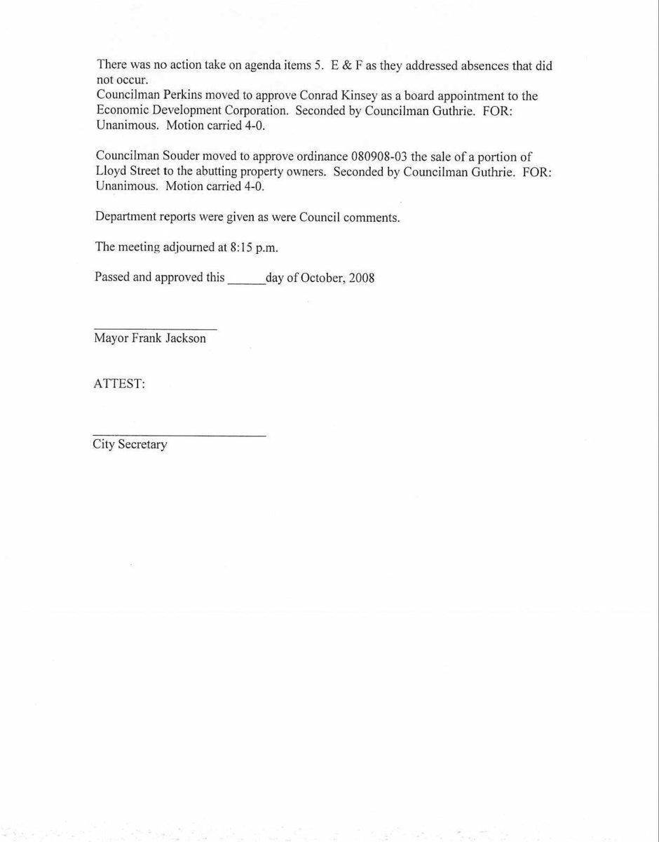 Image: Minutes from 9/08/2008 continued