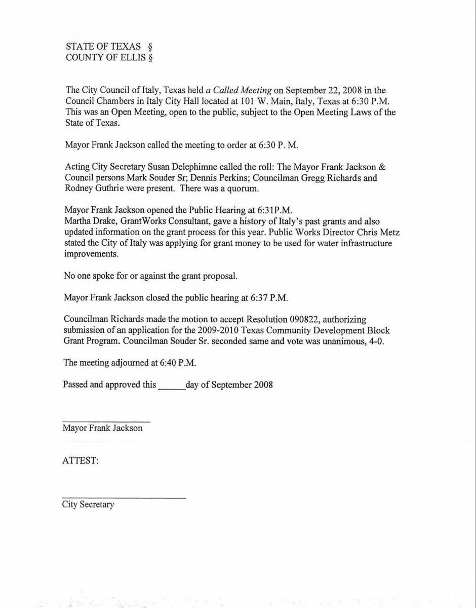 Image: Minutes from 9/22/2008 meeting