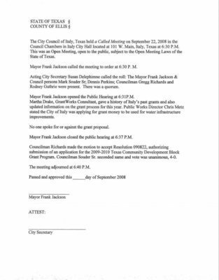 Image: Minutes from 9/22/2008 meeting