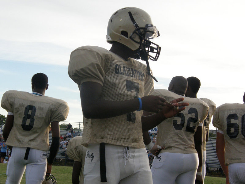 Image: Beast gets prepared — The right arm of Jasenio “Beast” Anderson will lead the Gladiator “Bomb Squad” this season.