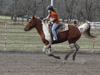 Image: Elizabeth and Girlfriend — Elizabeth Terry of Waxahachie riding Girlfriend at the ECEA playday at the Flying Dollar Ranch