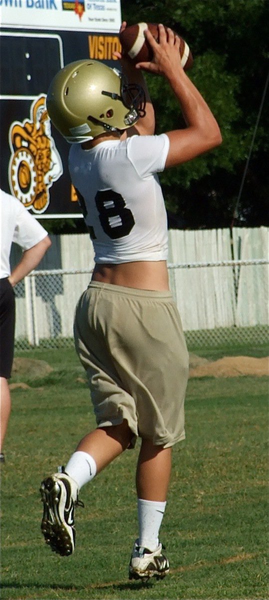 Image: Kyle can catch — Kyle Jackson makes the catch during receiving drills.