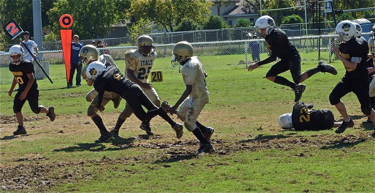 Image: Salcido punishes — Issac Salcido punishes the Hubbard defense.