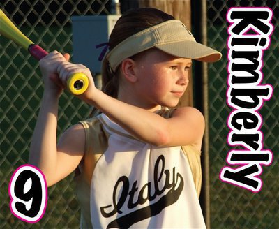 Image: Kimberly concentrates — Kimberly Hooker gets in a few swings before taking the field.