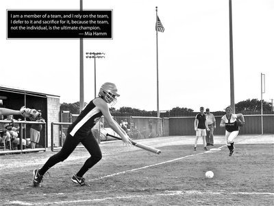 Image: Bump sac bunts — After Blue Ridge won game one 4-1, Bailey Bumpus and the Lady Gladiators laid it all on the line to win game two 9-4, forcing a third and deciding game on Saturday.